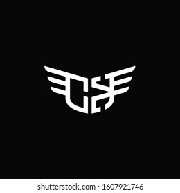 CK logo monogram emblem shape with wings style ribbon design template