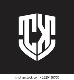 CK Logo monogram with emblem shield shape design isolated on black background