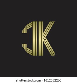 CK Logo monogram outline style linked isolated with gold colors