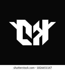 CK Logo monogram with single wings design template on black background