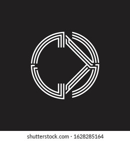 CK Logo monogram triple ribbon style line design template isolated on black background