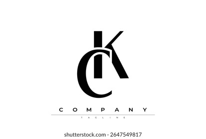 CK Modern Initials Logo Design. Branding logo with stylized initials showcasing bold design and modern aesthetic. Ideal for professional business branding or creative projects focusing on minimalistic