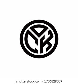 Logo de monograma CK con plantilla de diseño de contorno de círculo aislado en fondo blanco