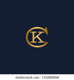 CK monogram logo gold color.