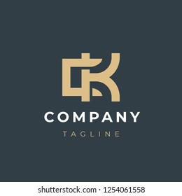CK. Monogram of Two letters C & K. Luxury, simple, minimal and elegant CK logo design. Vector illustration template.