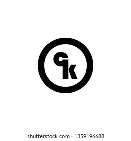 CK, QK initial logo with circle