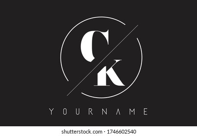 CK Round Frame Vector Illustration. CK Letter Logo with Cut and Intersected Design.