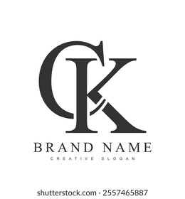 CK trendy logotype template. Initial letter c and k classic font style. Creative logo for company name or identity. Vector illustration.