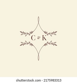 CK wedding initial logo letters in high quality professional design that will print well across any print media
