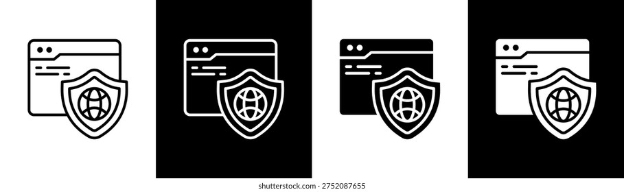 Ck And White25-Shield Icon Of Line Black And White Style Vector Illustrationn