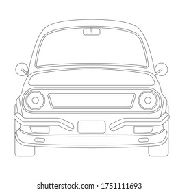 ckassic vintage car front view, vector illustration , lining draw