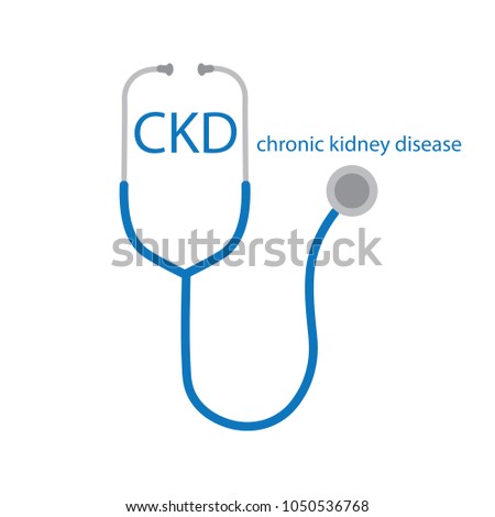 CKD Chronic Kidney Disease text and stethoscope icon- vector illustration