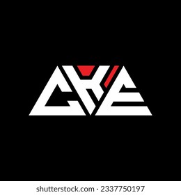 CKE triangle letter logo design with triangle shape. CKE triangle logo design monogram. CKE triangle vector logo template with red color. CKE triangular logo Simple, Elegant, and Luxurious design.