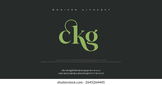 CKG Elegante fonte logotipo letras alfabeto. Tipografia de luxo clássico beleza lettering serif italic fontes decorativo casamento vintage retro logos. ilustração vetorial