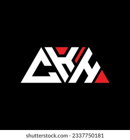 CKH triangle letter logo design with triangle shape. CKH triangle logo design monogram. CKH triangle vector logo template with red color. CKH triangular logo Simple, Elegant, and Luxurious design.