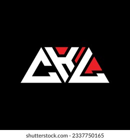 CKL triangle letter logo design with triangle shape. CKL triangle logo design monogram. CKL triangle vector logo template with red color. CKL triangular logo Simple, Elegant, and Luxurious design.