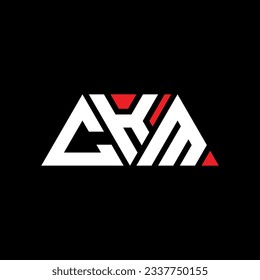 CKM triangle letter logo design with triangle shape. CKM triangle logo design monogram. CKM triangle vector logo template with red color. CKM triangular logo Simple, Elegant, and Luxurious design.