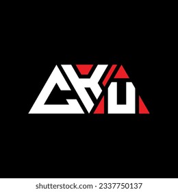 CKU triangle letter logo design with triangle shape. CKU triangle logo design monogram. CKU triangle vector logo template with red color. CKU triangular logo Simple, Elegant, and Luxurious design.