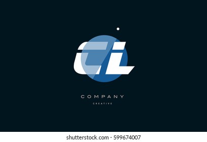 cl c l  blue circle dot big font alphabet company letter logo white design vector icon template 