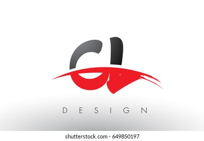 CL C L Brush Logo Letters Design with Red and Black Colors and Brush Letter Concept.