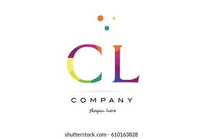 cl c l  creative rainbow colors colored alphabet company letter logo design vector icon template