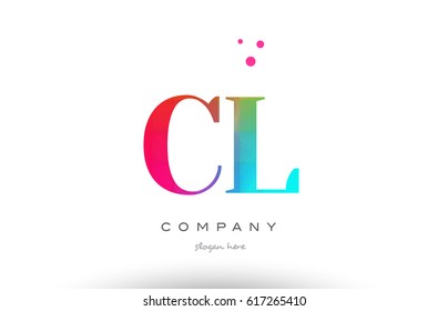 CL C L creative rainbow colors colored artistic alphabet company letter logo design vector icon template