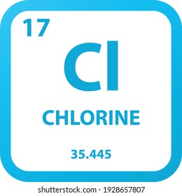 Cl Chlorine Halogen Chemical Element vector illustration diagram, with atomic number, mass and electron configuration. Simple outline flat hexagon design for education, lab, science class.
