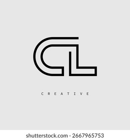 CL Creative Letter Logo – Minimal Line Monogram in Black Outline for Modern Branding Identity Design.