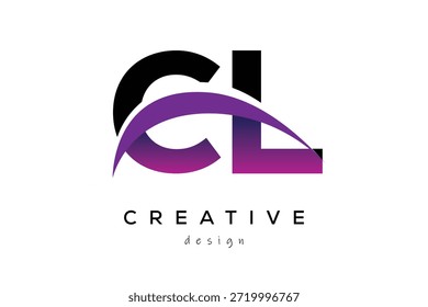 CL Creative And Modern Letter Logo Design with Creative Purple Wave Abstract Latter Logo Concept.