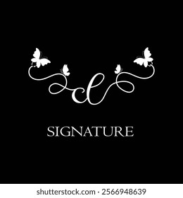 CL Handwritten initial letter, CL simple signature vector logo with butterfly shape variation, beauty, photography letter logo design. C L