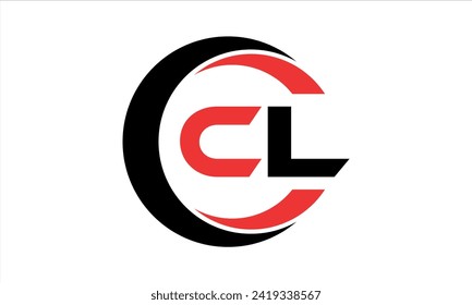 CL Anfangsbuchstaben Kreativkreis Symbol Swoosh Logo Design Vektor. Monogramm, Buchstabenzeichen, Kreis, Kalligrafie, Symbol, Emblem, elegant, abstrakt, Wortmarke, Zeichen, Kunst, Typografie, Symbol, minimal, Premium