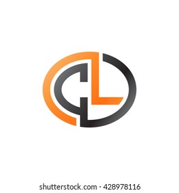 CL initial letters looping linked ellipse logo orange black