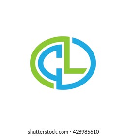 CL initial letters looping linked ellipse logo blue green