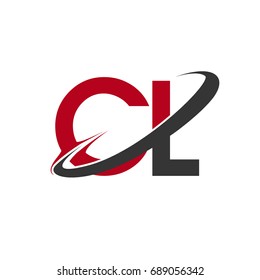 CL initial logo company name colored red and black swoosh design, isolated on white background. vector logo for business and company identity.