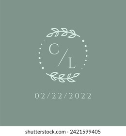 CL initial modern monogram wedding with creative circle line