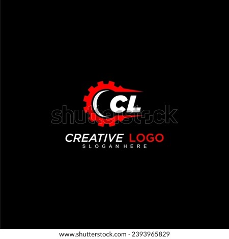 CL initial monogram for automotive logo with gear wheel image design vector [[stock_photo]] © 