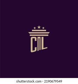 CL initial monogram logo design for lawfirm lawyers with pillar vector image