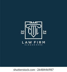 CL initial monogram logo for lawfirm with pillar design in creative square
