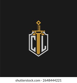 CL initial monogram for shield and sword style image