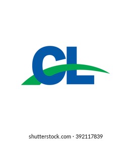 CL initial overlapping swoosh letter logo blue green