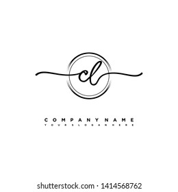 CL initial signature logo. handwriting logo template vector,