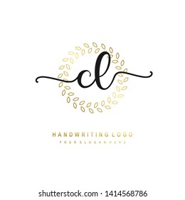 CL initial signature logo. handwriting logo template vector,