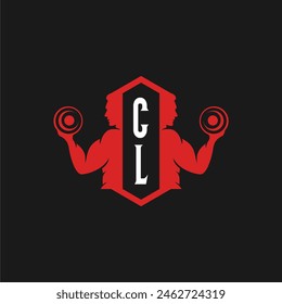 CL initials fitness sport gym logo design vector