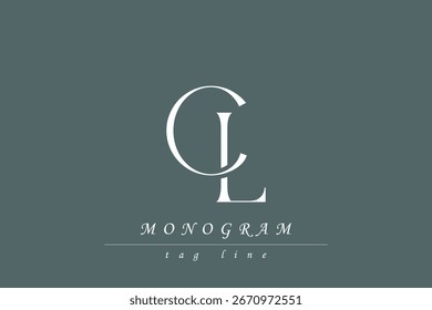 CL Initials Stylized Monogram Design Featuring Intertwined. Artistic representation of monogram initials creatively arranged and displayed.