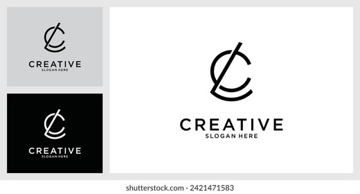 CL or LC initial letter logo design vector