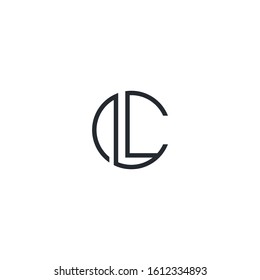 CL or LC initial letters linked circle monogram logo, eps 10