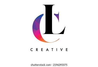 CL Letter Design with Creative Cut and Colorful Rainbow Texture. LC Letter Icon Vector Logo with Serif Font and Minimalist Style.