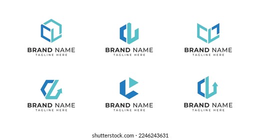 CL letter Initial hexagon logo vector Cube logo set. Creative geometric logo design concept.