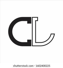 CL Letter logo monogram with oval shape negative space design template white background