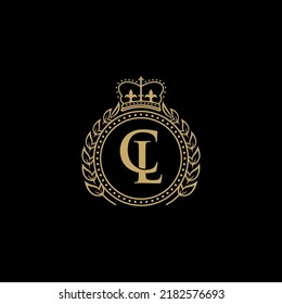 cl letter logo vector inside circle and crown